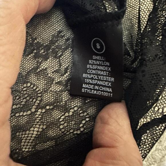 NWT Black Lace Corset Tie Goth Punk Body Suit Fashion Nova Sz S Party Dance Rave - Picture 5 of 9